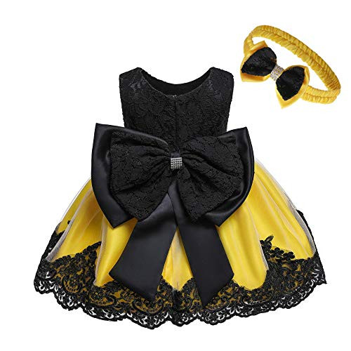 Toddler Baby Girls Formal Dresses Infant Bowknot Embroidery Tutu Lace Gown Dress Kids Pageant Party Wedding Birthday Flower Dresses Size 5T 6T -Black Yellow 120- Toddler Baby Girls Formal Dresses Infant Bowknot Embroidery Tutu Lace Gown Dress Kids Pageant Party Wedding Birthday Flower Dresses Size 5T 6T -Black Yellow 120-