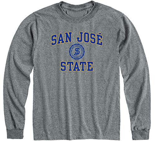 Ivysport San Jose State University Spartans Long Sleeve Adult Unisex T-Shirt, Heritage, Charcoal Heather, Medium