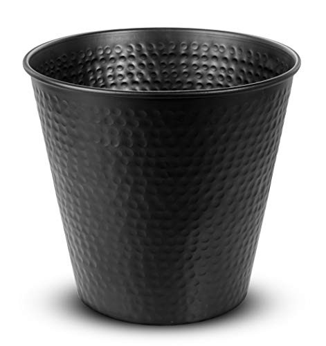 Monarch Abode Hand Hammered Matte Black Metal Wastebasket