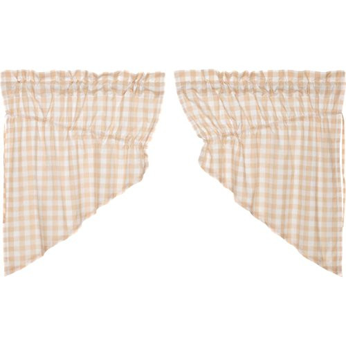 VHC Brands Farmhouse Classic Country Curtains Annie Buffalo Check Lined Prairie Swag Pair, Tan VHC Brands Farmhouse Classic Country Curtains Annie Buffalo Check Lined Prairie Swag Pair, Tan