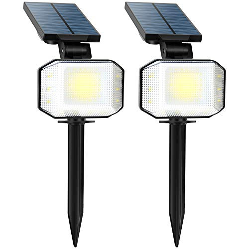 40 LEDS Solar Landscape Spotlights, Upgraded 2-in-1 Waterproof Adjustable Outdoor Solar Wall Light Wireless Auto On/Off Dusk-to-Dawn for Yard Garden Driveway Porch Walkway Pool Patio Cold White 2 Pack