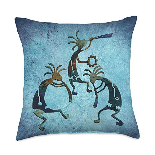 EDDArt Native Americans-Kokopelli Musican Trio 1 Culture Fan Throw Pillow, 18x18, Multicolor