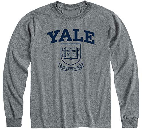 Ivysport Yale University Bulldogs Long Sleeve Adult Unisex T-Shirt, Heritage, Charcoal Heather, XX-Large