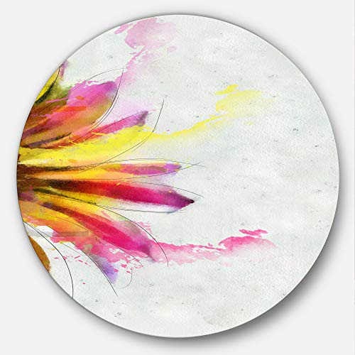 Designart MT13643 C23 Sunflower Sketch Watercolor Floral Disc, 23" x 23", Yellow Designart MT13643 C23 Sunflower Sketch Watercolor Floral Disc, 23" x 23", Yellow