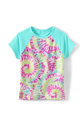Lands' End G SS Crewneck Rash Guard Multi White Burst Tie Dye Kids Slim Medium
