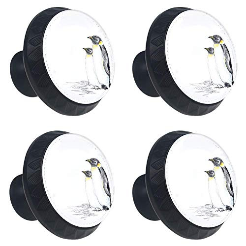 Art Penguins Door Knobs Cabinet Handles Pulls Cupboard Handles Drawer Wardrobe 4pcs with Screws