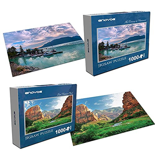Enovoe 1000 pc Jigsaw Puzzle Bundle - Enovoe 1000 Piece Adult Puzzle - an Evening in Vancouver with Enovoe 1000 Piece Puzzle - Zion National Park Enovoe 1000 pc Jigsaw Puzzle Bundle - Enovoe 1000 Piece Adult Puzzle - an Evening in Vancouver with Enovoe 1000 Piece Puzzle - Zion National Park