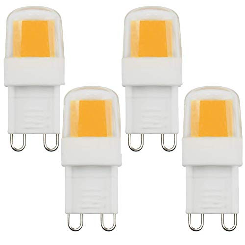 Lxcom Lighting G9 LED Bulb 3W COB Light Bulb G9 Ceramic Bulbs Replacement 30W Equivalent Halogen Bulbs Warm White 3000K G9 LED Bulbs for Home Lighting Ceiling Fan, Dimmable, AC110V -4 Pack-