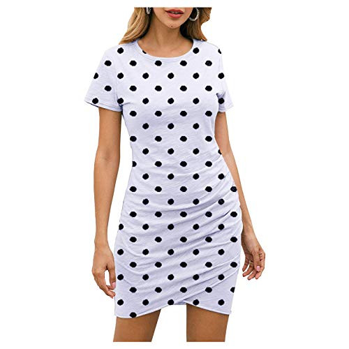 Women's 2021 Casual Bodycon Ruched Dresses Stretch Crew Neck Short Sleeve T Shirt Short Mini Dress Tulip Hem Bodycon Women's 2021 Casual Bodycon Ruched Dresses Stretch Crew Neck Short Sleeve T Shirt Short Mini Dress Tulip Hem Bodycon