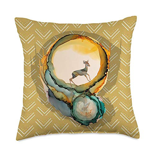 Art Stains Inc. Watercolor Style Alcohol Inks Dik Modern Art Alcohol Ink Natural Yellow Pattern Throw Pillow, 18x18, Multicolor