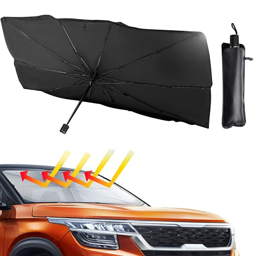 Ankuka Car Windshield Sun Shade Umbrella, Blocks UV Rays Reflecting Foldable Car Front Window Umbrella Block Heat and Sun for car Truck SUV Keeps Vehicle Cool Ankuka Car Windshield Sun Shade Umbrella, Blocks UV Rays Reflecting Foldable Car Front Window Umbrella Block Heat and Sun for car Truck SUV Keeps Vehicle Cool