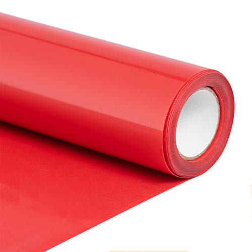 HENPISEN HTV Vinyl Rolls - 12 Inch x 10 Feet PU Heat Transfer Vinyl, Easy Cut  and  Weed Compatible with Cameo Silhouette  and  Cricut, Iron on Vinyl for DIY T-Shirts, Bags and Other Textiles-Red-