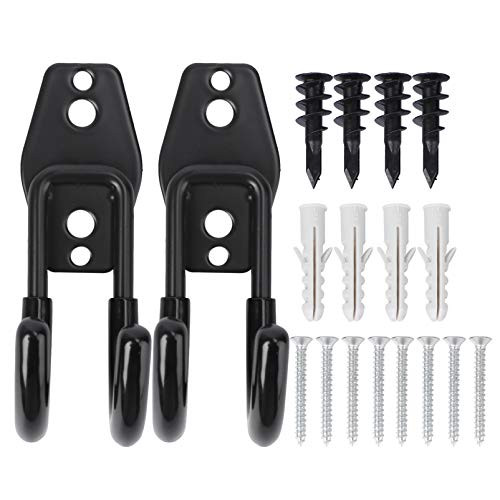 DOITOOL 2PCS Garage Storage Hooks Heavy Duty Ladder Hooks for Wall Garage Hooks,Wall Mount Garage Storage Utility Double Hooks for Organizing Power Tools,Ladders,Bulk Items,Bikes -Black-