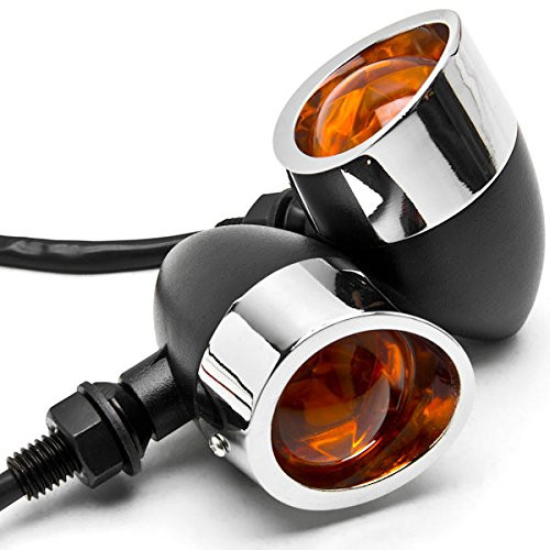Krator 2pc Black/Chrome Motorcycle Turn Signals Lights Compatible with Victory Hammer 8-Ball