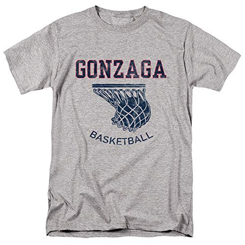 Gonzaga University Official Basketball Hoop Unisex Adult T Shirt,Athletic Heather, 3X-Large