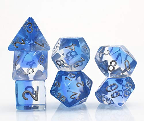 DND Dice Polyhedral 7-Die Dice Set for D&D Dungeons & Dragons Role Playing Gaming Four Layers of Color Blue