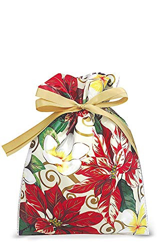 Hawaiian Drawstring Small Holiday Gift Bags 3 Pack Festive Plumeria