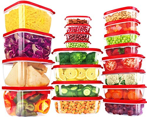 Utopia Kitchen 40 PC Red Plastic Food Storage Container with Lids-Plastic Food Containers sets-Vented Lids Food Storage -BPA Free-Durable Plastic Lunch Boxes