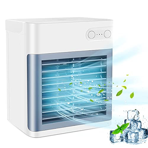 Portable Air Conditioner, Evaporative Personal Air Cooler with 3 Speeds 7 Colors, Rechargeable Air Conditioner Fan for Home, Dorm, Room, Office