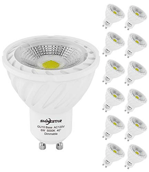 SHINESTAR 12-Pack Bright GU10 LED Bulbs, Dimmable, MR16, 50 Watt Equivalent, 5000K Daylight, 40 Beam Angle Track Light Bulbs SHINESTAR 12-Pack Bright GU10 LED Bulbs, Dimmable, MR16, 50 Watt Equivalent, 5000K Daylight, 40 Beam Angle Track Light Bulbs
