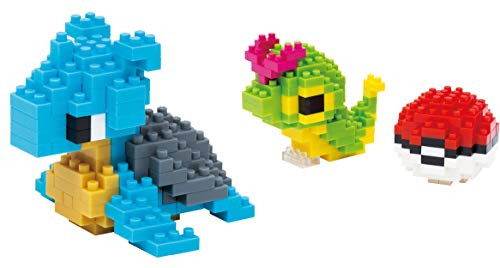 Nanoblock - 2 Set Bundle - Laplace and Caterpie with Poke Ball -Hinoarashi in Japan- - Adjustable Pokemon Characters -Japan Import-