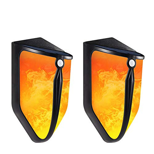 Aolyty Solar Flickering Flame Lights Wall Mounted Night Lights 57 LEDs IP65 Waterproof Outdoor Landscape Lights for Deck Patio, Yard, Garden, Pathway, Walkway and Driveway 2pack