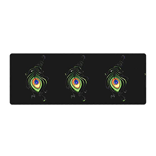 Feather Fan Print Gaming Mouse Pad, Soft Extra Extended Large Mouse Pad with Anti-Slip Rubber Base Desk Pad Mousepads for Computer Keyboard Notebook, 31.5X 11.8in