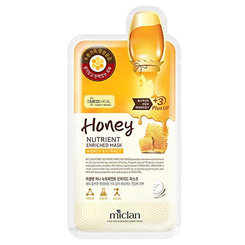 -miclan- Honey Nutrient Enriched Mask 10pcs - Facial Sheet Mask Full of Hydraiting Nutrients Skin with Honey and Propolis