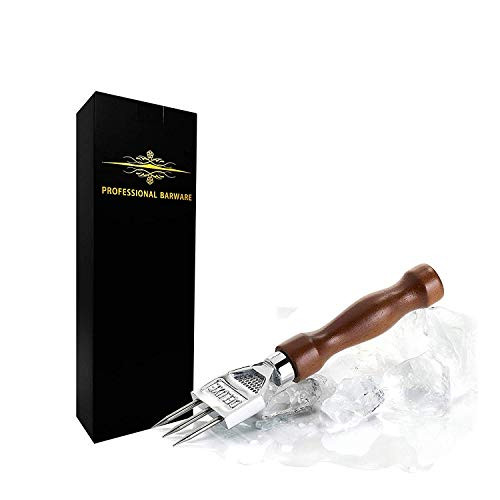 Ice Pick - Three Pronged Ice Pick, Stainless Steel Ice Pick with Wood Handle, Durable Carving Bartender Tool - ICPK03(7 inch)