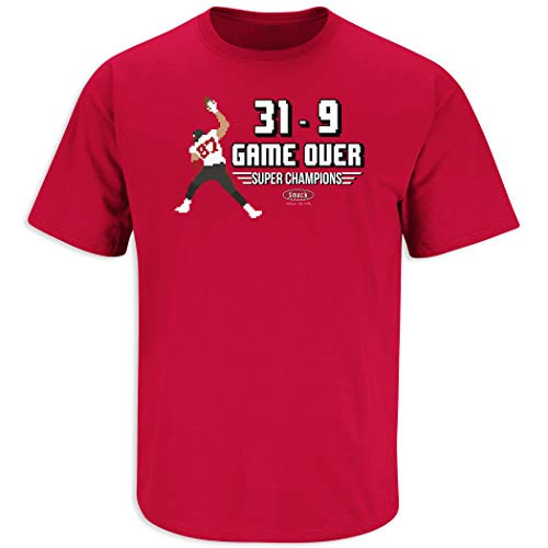 TB Football Fans. Game Over Red T-Shirt -Sm-5X- -Short Sleeve, 2XL-