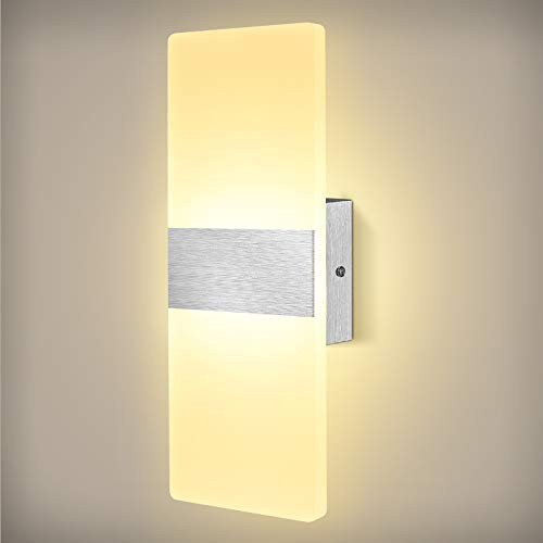 Lovebay Modern Wall Sconce -Warm White-, 12W LED Wall Lamp, 3000K Indoor Wall Lights, Acrylic Soft Light, Wall LED Sconce for Movies, Bedrooms, Living Room, Hall, Stairwell, Bathroom, Hallway