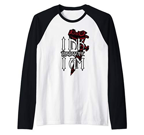 Funny, Tattoo, 'I ink, therefore, I am-2' Raglan Baseball Tee