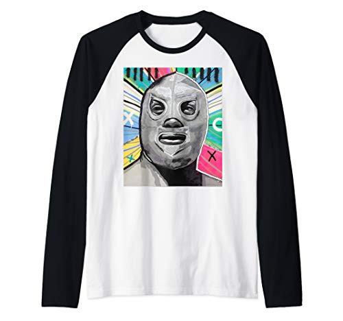 Feel-Ink Enmascarado Plata Mexican Wrestler Legend El Santo Raglan Baseball Tee