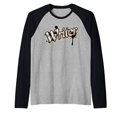 Writer Dripping Ink Write Vintage Birthday Gift Raglan Baseball Tee
