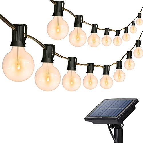 Lomotech 26.4 FT Solar String Lights Outdoor, Globe Patio String Lights with 25 Plastic Hanging G40 Bulbs, Shatterproof and Waterproof LED Solar Hanging Lights, for Backyard,Porch,Balcony Party -G40-