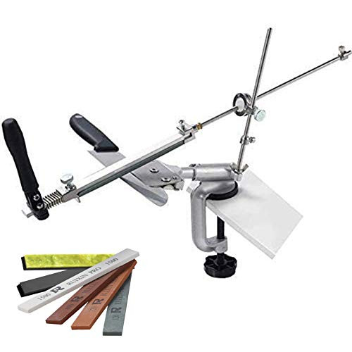 SEAAN Stainless Steel Professional Kitchen Knife Sharpener Set Pro RX-008 360 Rotation Flip Fixed-Angle Slicker Edge Sharpener With 6 Whetstones