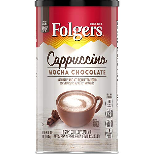 Folgers Cappuccino Mocha Chocolate Instant Coffee Beverage Mix, Mocha, 96 Ounce