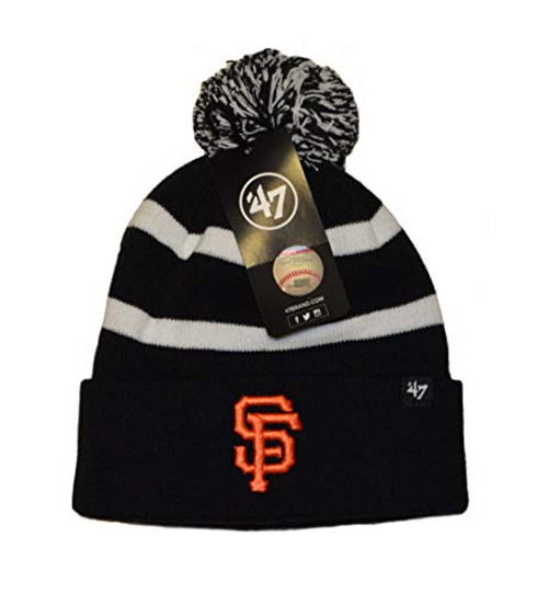 '47 San Francisco Giants Black Cuff Breakaway Beanie Hat with Pom - MLB SF Cuffed Winter Knit Toque Cap '47 San Francisco Giants Black Cuff Breakaway Beanie Hat with Pom - MLB SF Cuffed Winter Knit Toque Cap