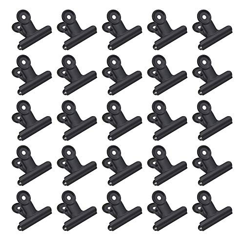 Black Metal Bulldog Binder Clips 2 inch Paper Clips Hinge Clamp File Binder Clips for Photo, File Storage, Home Office Supplies, Pack of 25