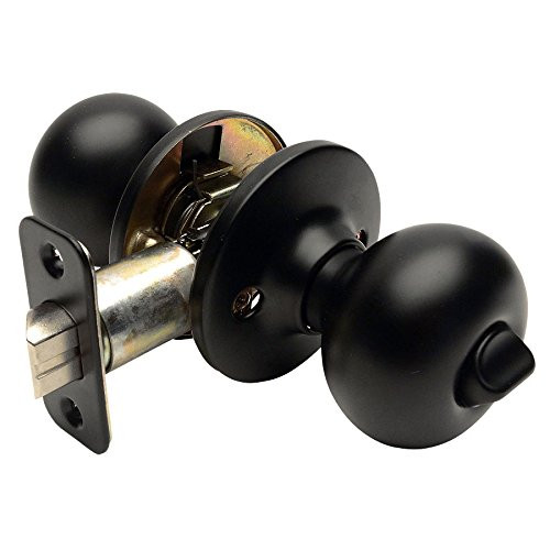Designers Impressions Bedford Design Matte Black Privacy Door Knob -Bed  and  Bath-