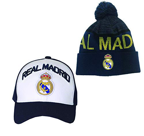 Real Madrid FC Sports Icon Beanie Hat and RHINOXGROUP's Cap Snapback Adjustable Set Officially Licensed Soccer Winter 005 -Set 4-