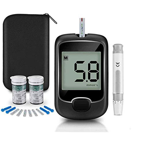 Blood Glucose Monitor Kit Diabetes Testing Kit, Exactive EQ Diabetes Testing Kit Blood Glucose Sugar Tester Kit with 50 Codefree Test Strips and 50 Lancets