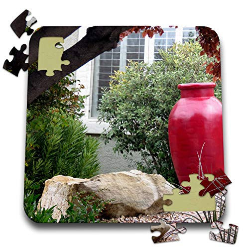 3dRose Jos Fauxtographee- Yard - A Yard in St. George with a Beautiful red vase and Rock Garden - 10x10 Inch Puzzle -pzl_319579_2-
