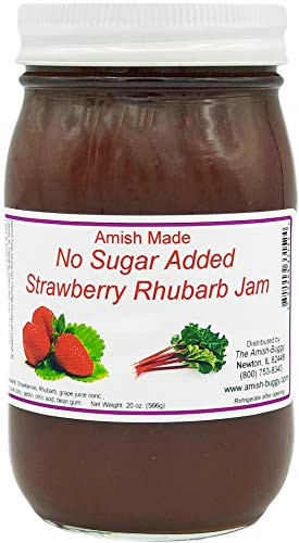 Amish Strawberry/Rhubarb Jam - No Sugar Added - Two 16 Oz Jars