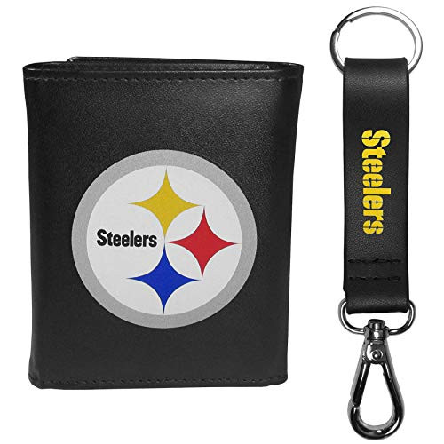 Siskiyou Sports NFL Pittsburgh Steelers Mens Tri-fold Wallet and Strap Key Chain, Black, One Size Siskiyou Sports NFL Pittsburgh Steelers Mens Tri-fold Wallet and Strap Key Chain, Black, One Size