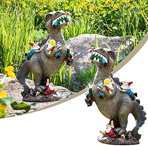 Dinosaur Eating Gnomes Garden Statue Outdoor Indoor Home Art Decor, Resin Dinosaur and Gnomes Figurines Sculpture Garden Fairy Miniature Decorative Ornaments for Yard Patio Lawn Gardening Gifts -A- Dinosaur Eating Gnomes Garden Statue Outdoor Indoor Home Art Decor, Resin Dinosaur and Gnomes Figurines Sculpture Garden Fairy Miniature Decorative Ornaments for Yard Patio Lawn Gardening Gifts -A-