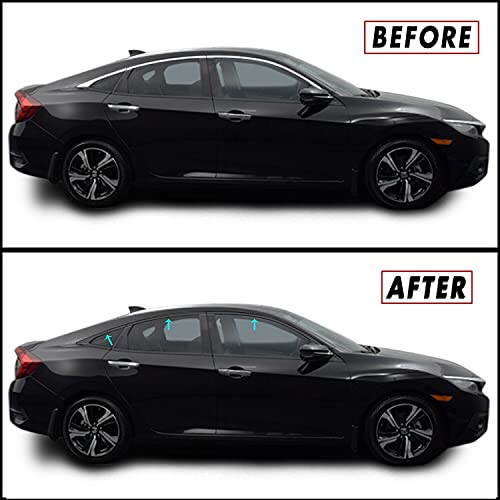Chrome Delete Blackout Vinyl Overlay for 2016-2021 Honda Civic Sedan Window Trim -Satin Black-