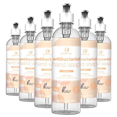 Greenerways Antibacterial Hand Soap - Made in USA - Citrus Liquid Hand Soap with Pump and Soothing Aloe Vera - Sulfate-Free, Paraben-Free, Cruelty-Free, Vegan Hand Wash -16 Fl Oz -6 Pack- - Citrus- Greenerways Antibacterial Hand Soap - Made in USA - Citrus Liquid Hand Soap with Pump and Soothing Aloe Vera - Sulfate-Free, Paraben-Free, Cruelty-Free, Vegan Hand Wash -16 Fl Oz -6 Pack- - Citrus-