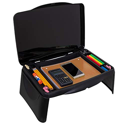 DOBU Portable Lap Desk for Kids, Students, and Adults - Kids Lap Desk with Storage - Lap Desk for Laptop - Folding Laptop Table - Foldable Drawing Table and Craft Desk 17x11 -Black-