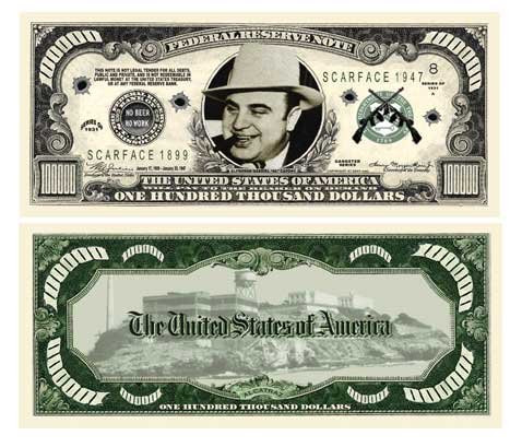 American Art Classics Pack of 100 - Al Capone -100000.00 Bill - Best Gift for Fans of The Infamous Chicago Gangster